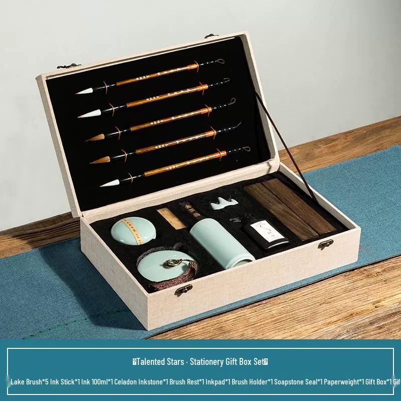 Shanlian Lake Calligraphy Set for Beginners: Inkstone, Ink, Brush