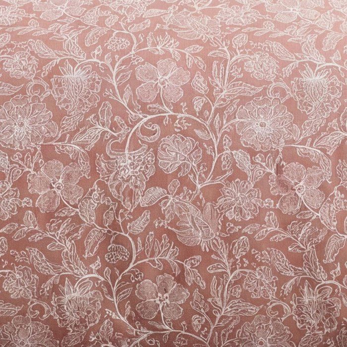 Parure de Lit - 260 x 240 cm - Coton Imprimé Floral Vieux Rose - TODAY SUNSHINE