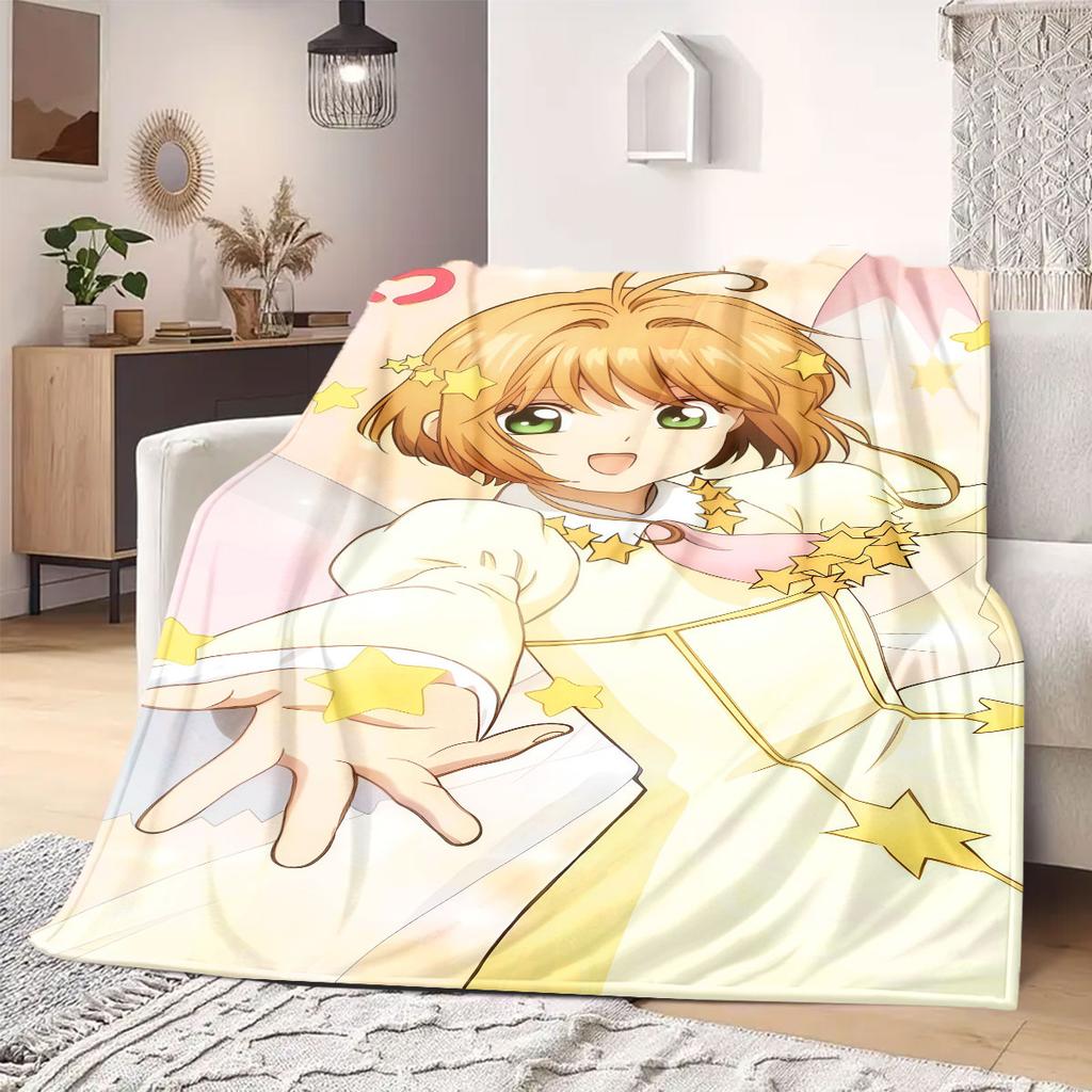 Cardcaptor Sakura Premium Print Flannel Blanket, Cartoon Decorative Throw for Couch, Soft Bedroom Bedding, Ideal for Travel_LIAN