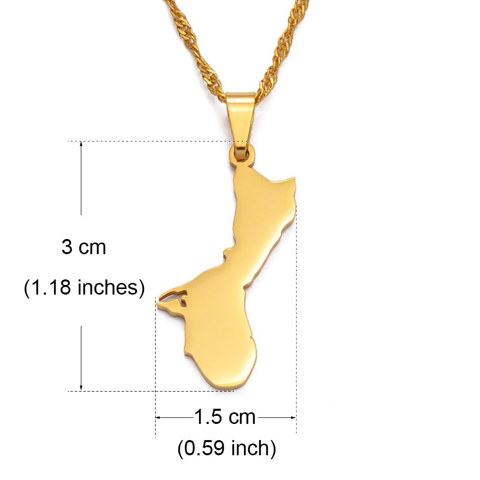 Anniyo 3cm/2.6cm Guam Map Pendant Necklaces for Women Girls Gold Color Silver Color Chains Jewelry Heart Guam Maps #136421