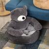 Pat pentru câine ursuleț de pluș, cald, pufos, canapea pat pentru pisici cu brațe, antiderapant, detașabil, lavabil, pat confortabil ursuleț pentru pisici, câini