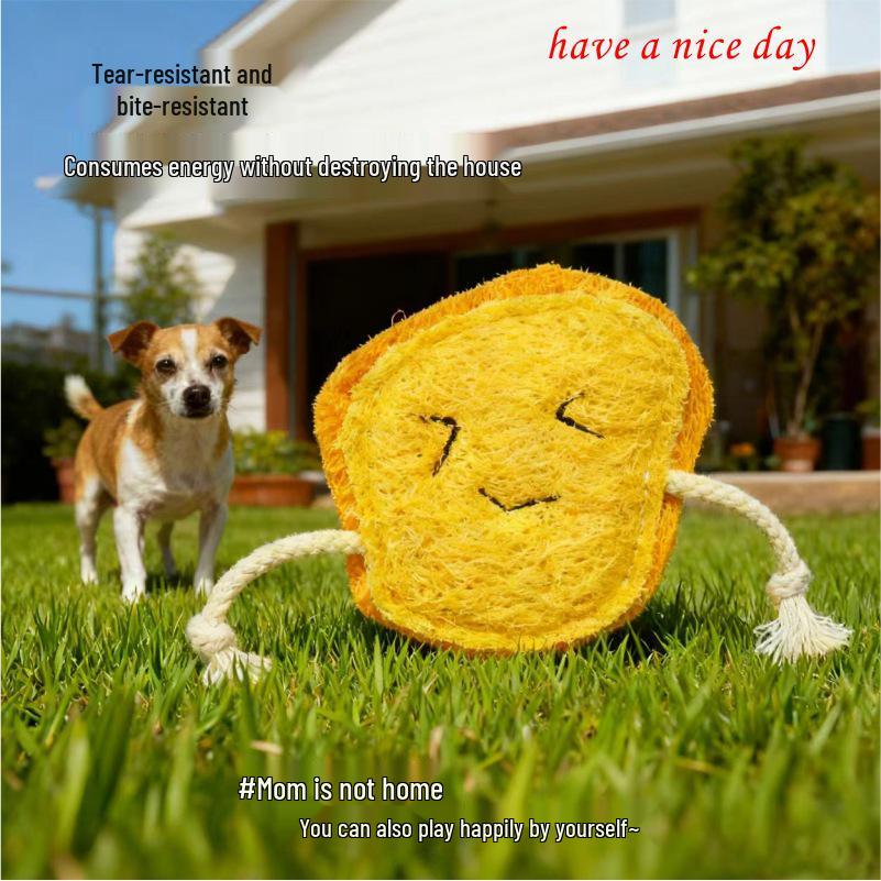 Durable Loofah Dog Chew Toy - Teeth Cleaning & Self-Entertainment for Puppies.