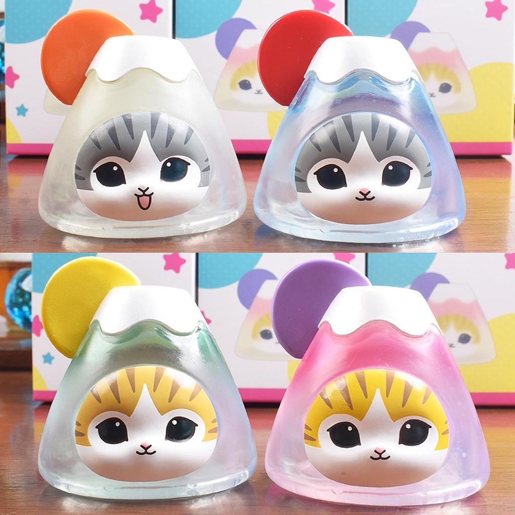 AAGWW Gachapon Set of 4 Cute Cat Figurines, Mini Charms, and Mt. Fuji Series Decorations. Perfect as a Gift for Kids and Cat Lovers.