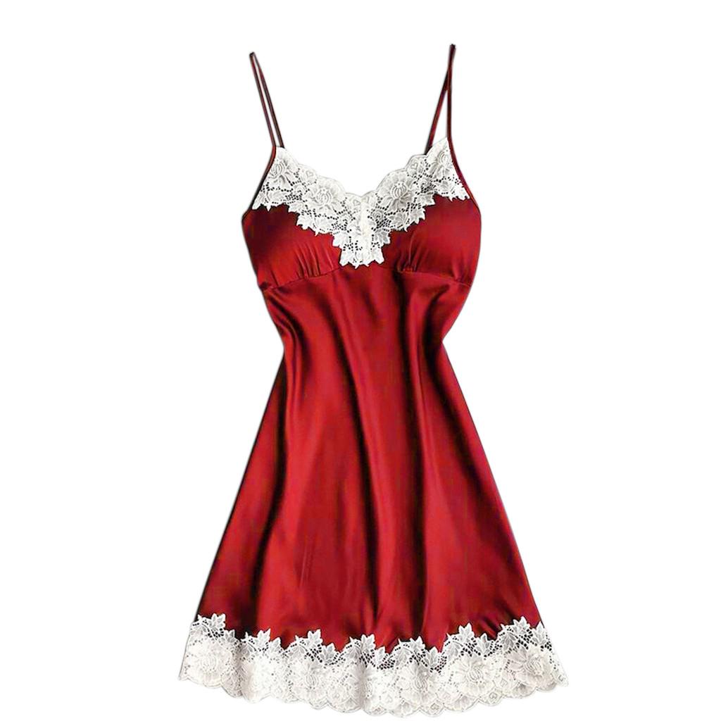 Satin Sleepwear Women Ladies Nightwear Nightdress Sexy Lingerie