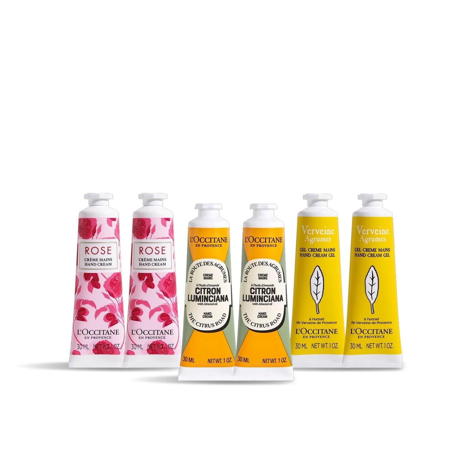 

Hand Cream Assortment in Citrus and Luminciana A perfect gift for and Popular and L OCCITANE (6-Pack) Verbena, Rose, Almond. birthdays, men, women.