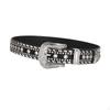 PU Leather Belt Women Rhinestone Cowboy with Metal Buckle Costume Accessories Waist 105cm