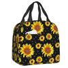 Sunflower With The Light Of Stars Insulated Lunch Tote Bag for Women Floral Cooler Thermal Food Lunch Box Kids School Children