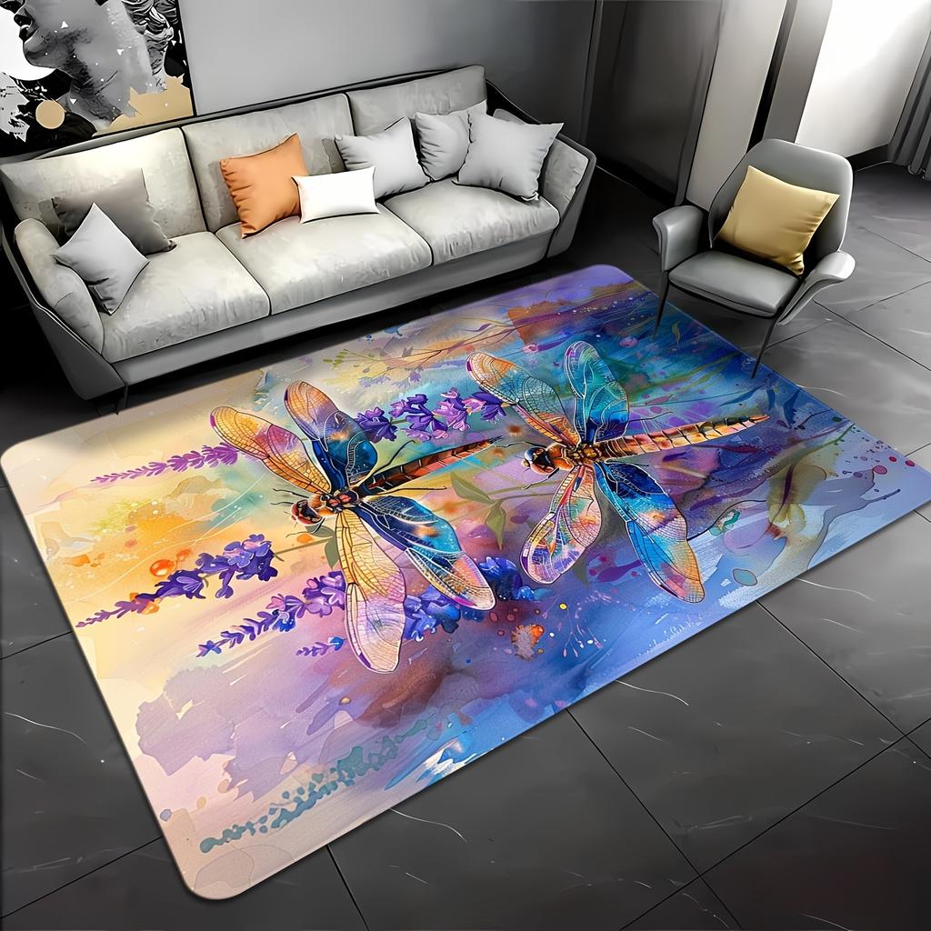 1PC Enchanted Dragonfly Garden Kitchen Rug Non-Slip Door Mat Pop Design Bathroom Rug Bath Mat Carpet for Home Sink Laundry Decor