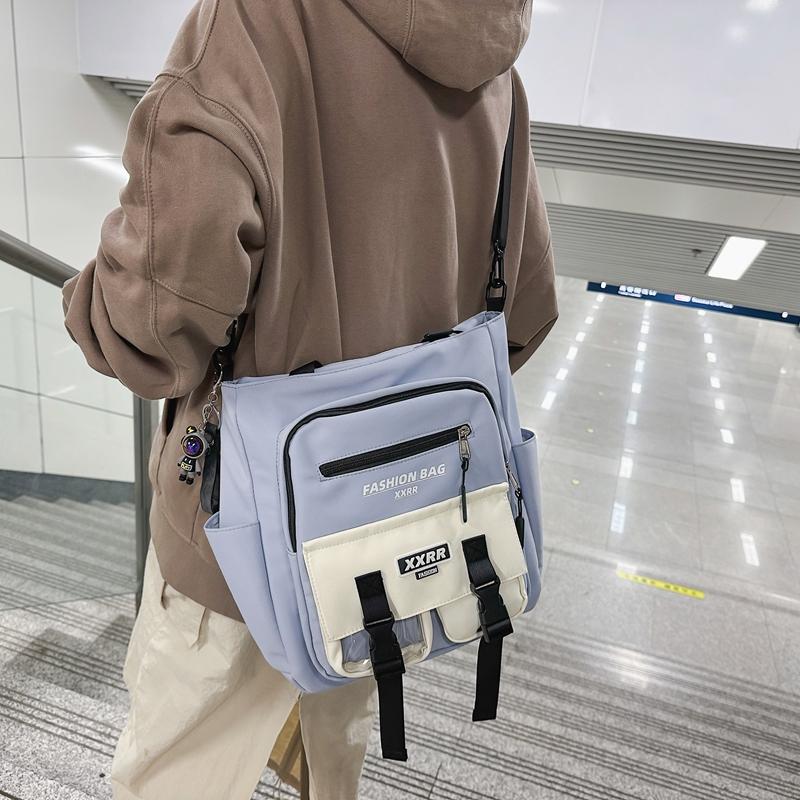 Women's Handbag Color Block Men's Messenger Bag Large Capacity Student Class Shoulder Bag