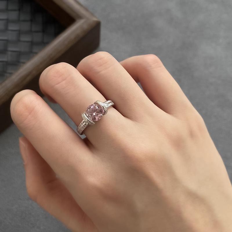 Eleganter S925 Sterling Silber Zirkonring mit Paraiba weißen & rosa Steinen - Süßer Prinzessinnenstil