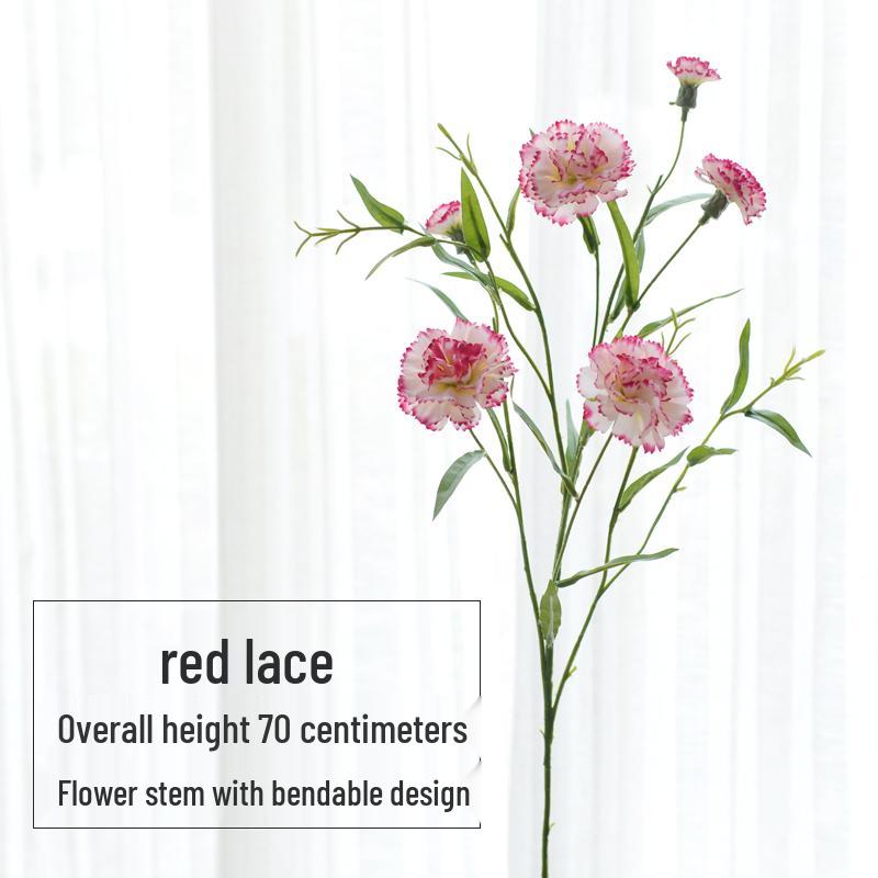 Carnation Silk Flower Bouquet with Vase - Artificial Floral Arrangement for Home Decor