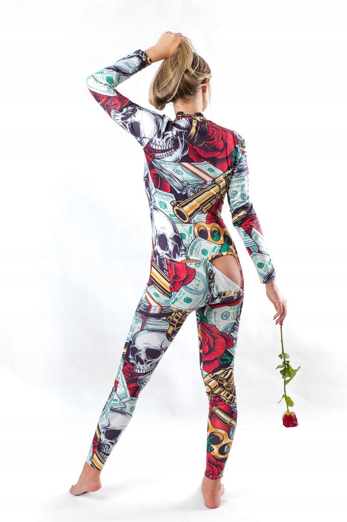 Women's Pajamas Valentine's Day Gift For Her Bodysuit With Flap Guns Roses S