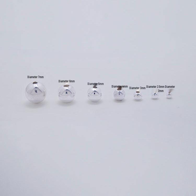 S925 Sterling Silver Round Beads for DIY Jewelry Accessories - Trendy Spacer Beads
