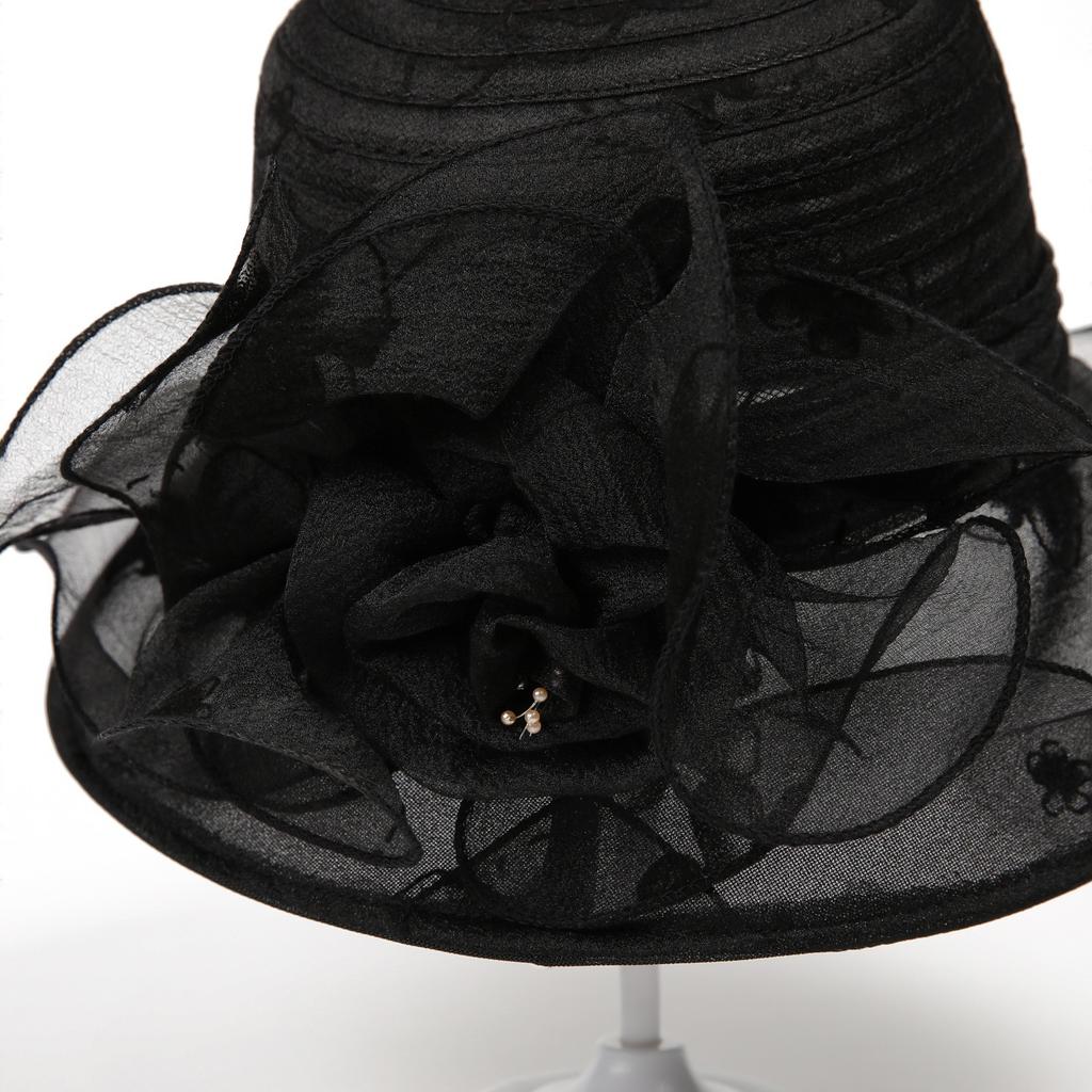 New organza sun hat children spring and summer versatile elegant retro flower bucket hat sun protection breathable cool hat