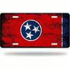 Vintage State Outline License Plate 5.9x11.8in for Car Truck SUV, Heavy-Duty Aluminum Auto Tag, Red White Distressed, Screw-On