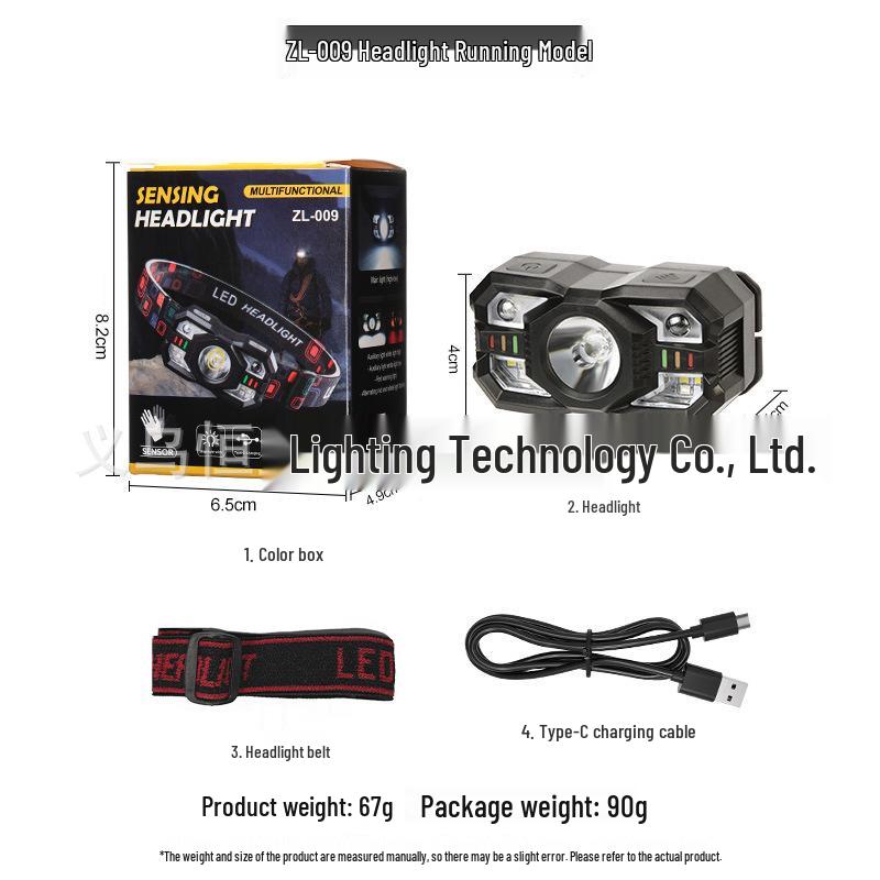 Popular Multifunctional Rechargeable Waterproof Outdoor Induction Headlamp with Long-lasting Strong Light for Fishing