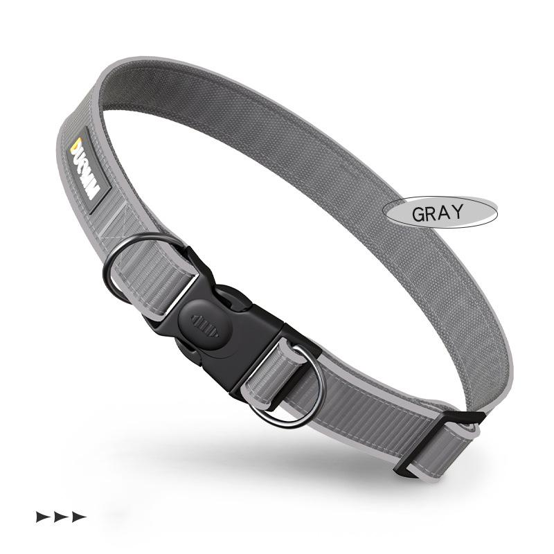 

Светоотражающий нейлоновый ошейник для собак, противоударный ошейник для средних и больших собак, мягкие дышащие ошейники для собак, аксессуары для собак, принадлежности L серый