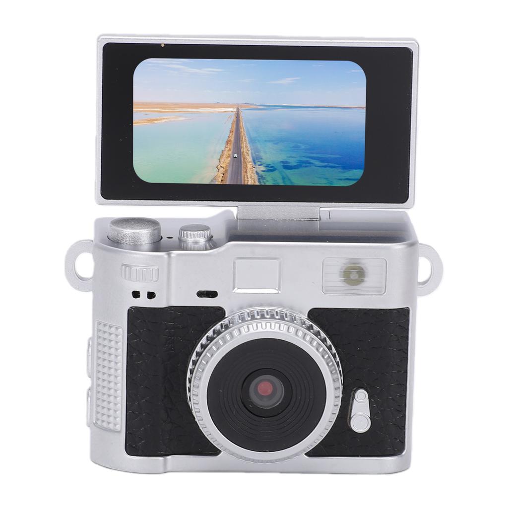 Keychain Digital Camera 1080P HD Retro Teens Camera with 1.47 Inch Flip Screen Built in Flash for Travel School Black