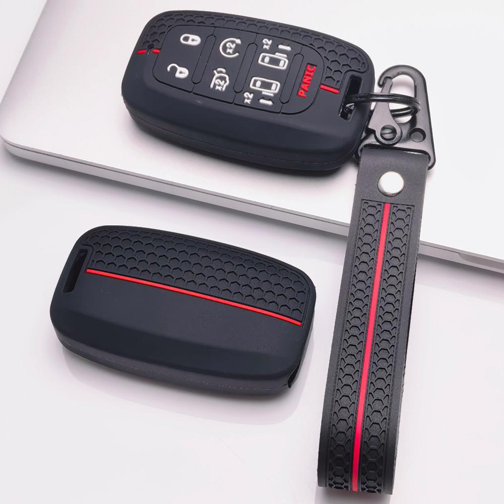 Κάλυμμα Κλειδοθήκης για Chrysler Pacifica Hybrid Voyager με Κρίκο Κλειδιών Αντιχαρακτικό Προστατευτικό Αντικραδασμική Προστασία Υφή Μαλακής Λαβής Ανταποκρινόμενο Κουμπί Αφής