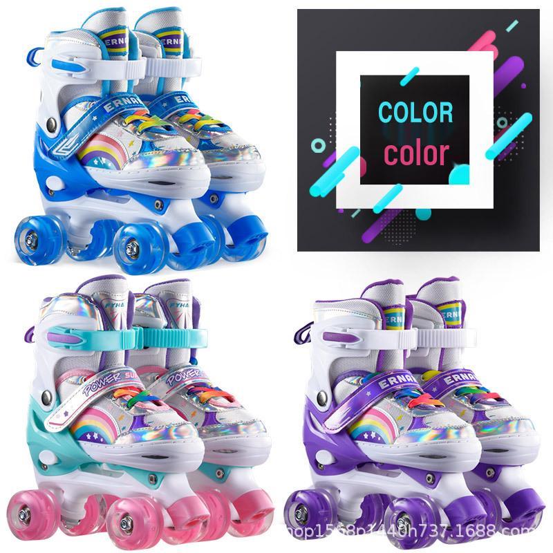 Children's Double Row Beginner Roller Skates Set for Boys and Girls