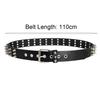 Fashion Retro Rivet Belt Black PU Leather Studded Belt Adjustable Goth Style Punk Belt for Men and Women
