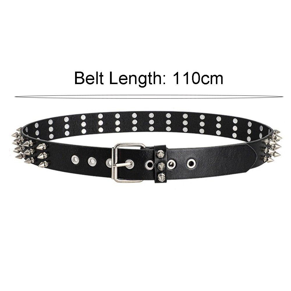 Fashion Retro Rivet Belt Black PU Leather Studded Belt Adjustable Goth Style Punk Belt for Men and Women