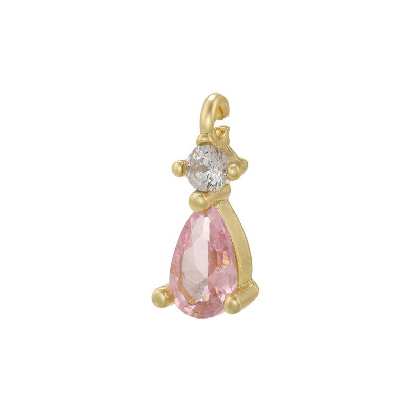 Light Luxury Copper Gold-Plated Micro-Inlaid Colored Diamond Small Water Drop Pendant Diy Jewelry Accessories Vd1315