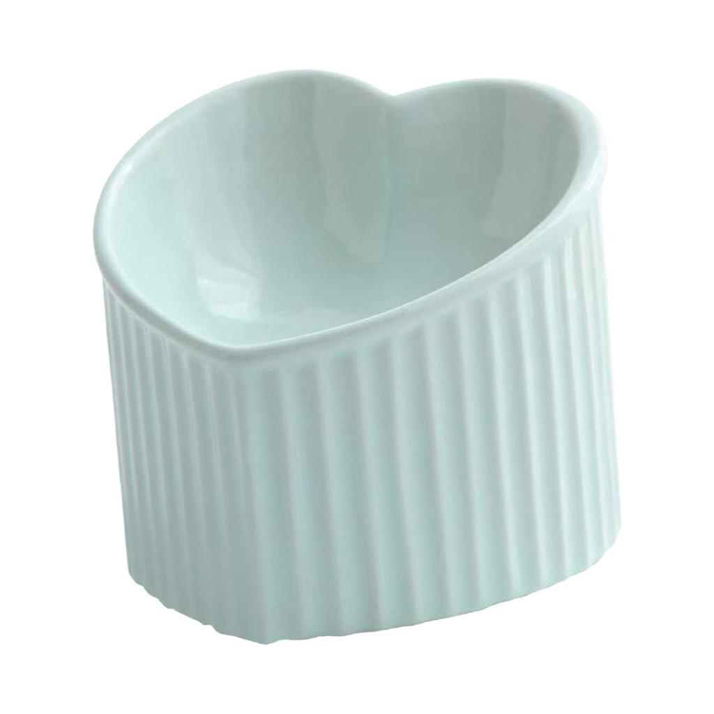 Ceramic Tilted Elevated Cat Bowl Heart Shape Anti Slip Cute for Cats Kitten Small Dogs Functional Width 14cm Handmade Pet Feeder