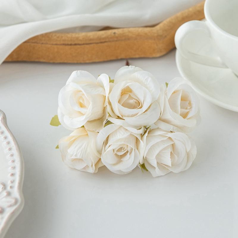 6 STÜCKE Kunstblume Seide Kleine Rose DIY Hochzeit Braut Halteblume Accessoire Heim Schlafzimmer Vasen Dekoration Weihnachtskranz