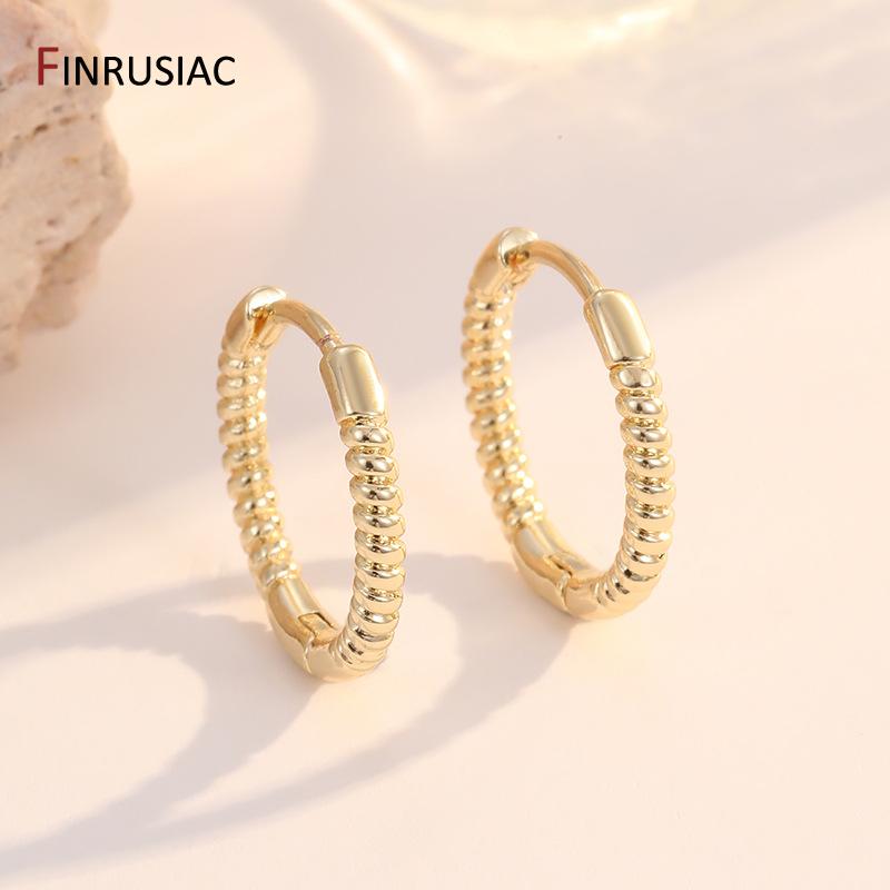 14K Gold Plated Brass Round Huggie Hoops Earrings,Women Zircon Circle Piercing Earrings Fashion Party Zircon Accessories