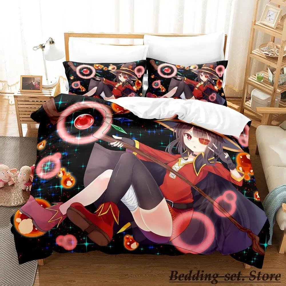 KonoSuba Bedding Set Single Twin Full Queen King Size Bed Set Adult Kid Bedroom Duvetcover Sets Anime parure de lit Bed