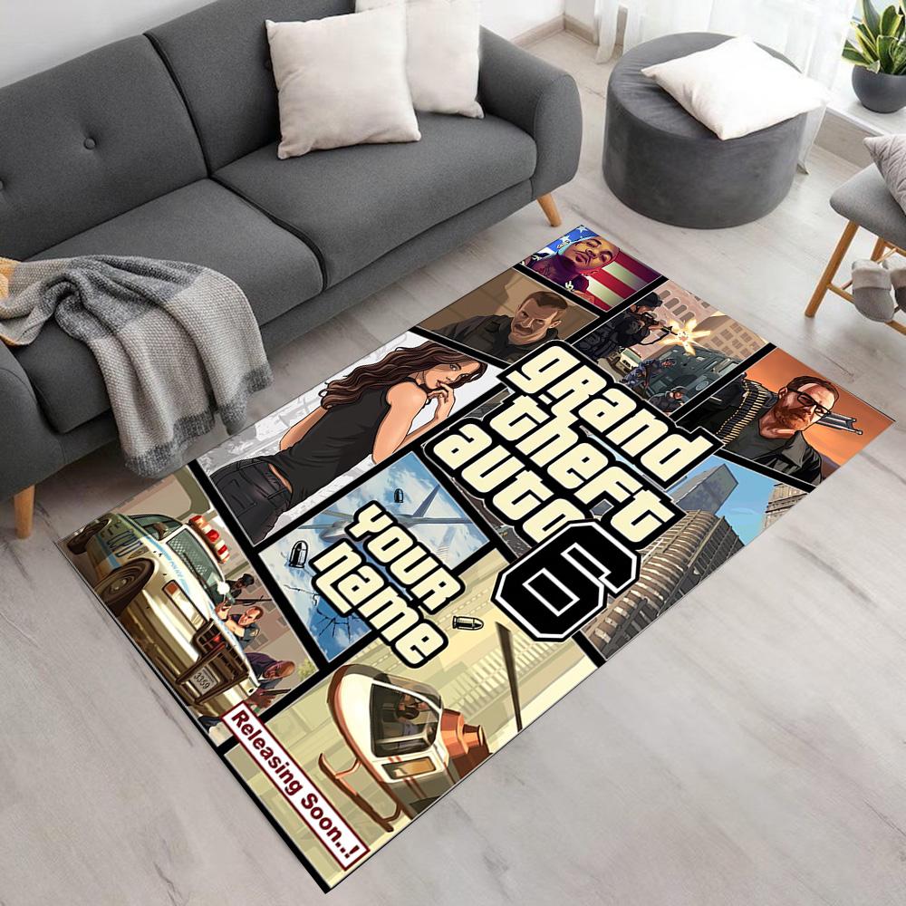 Grand Theft Auto Personalized Name Floor Mat Suitable for Playrooms Dining Room Kitchen Foyer Anti-slip Rug Office home decor Gift for Festivals