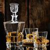 Glass Decanter with Airtight Geometric Stopper - Whiskey Decanter for Wine, Bourbon, Brandy, Spirits, Juice, Water, and Mouthwash - Italian Lead-Free