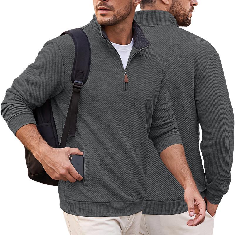 Men S Stand Collar Zip Up Pocket Casual Sport Sweatshirt European Size Spring Autumn