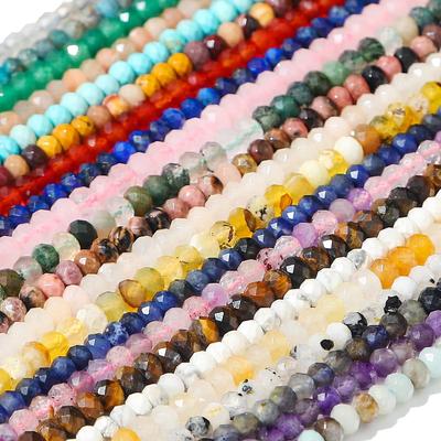 4x2mm 120pcs Faceted Natural Stone Rose Quartzs Amethysts Aquamarines Beads for Jewelry Making