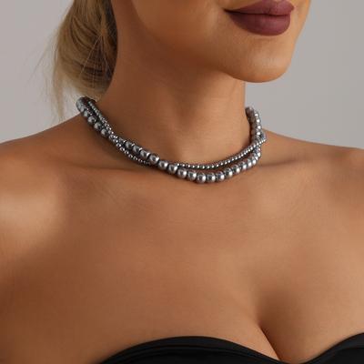 Schmuck Windbemaltes Glas Perlen Schlüsselbein Kette Exquisit Einfach Atmosphärisch Gewunden Doppel Halskette