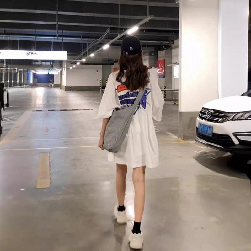 Plus-Size Women's Short-Sleeve T-Shirt 2024 New Summer Versatile Loose Mid-Length Top Trendy Ins Style