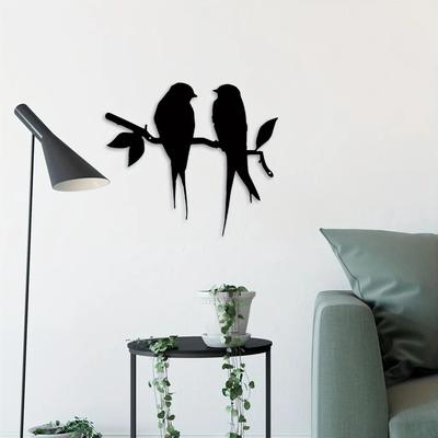 Bird Branch Metal Wall Art - Elegant Decorative Ornament for Dorms, Restaurants, Bedrooms, & Home | Stylish Wall Hanging Accent