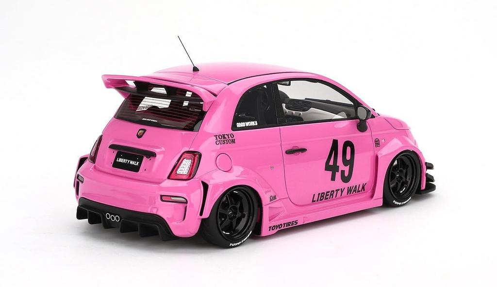 TOP SPEED Scale Abarth 595 X Abarth Works Pink Finished Model TS0607 1/18 LB-WORKS