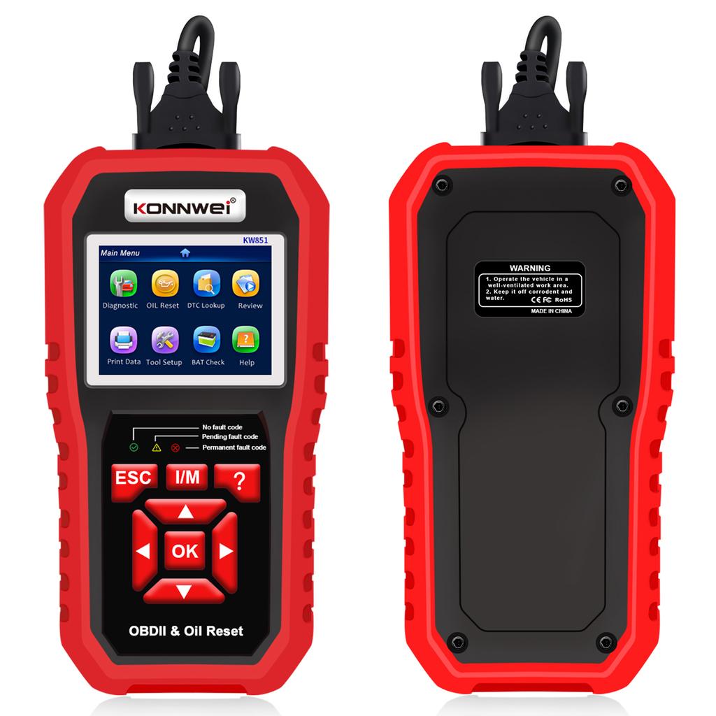 KW851 Scanner, Car Engine Diagnostic Tool, Check Engine Light Scan Tool, Oil Service Reset with O2 Sensor Test, I/M Rdiness, for