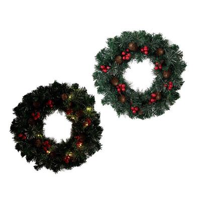 Weihnachtskranz Dekorationen für Haustür mit Beeren Tannenzapfen Kiefernnadel Türkranz für Zuhause Wand Fenster Veranda