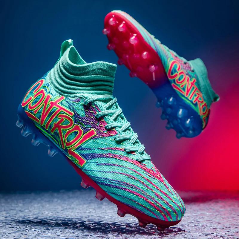 New Men Football Boots Cleats Sneakers High-top High-quality Soccer Shoes Non-Slip Futsal Grass Match Indoor