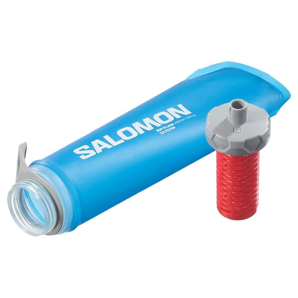 Salomon Hydration Foldable and 2022 SOFT FLASK XA Flask XA Filter Free Clear Blue Bottle, Portable, Model, FILTER, 490ml/16oz (Soft 490/16),