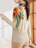 Ladies' Elegant Long Sleeved Soft and Warm Cross Neck Knitted Sweater with Printed V-neck Base Sweater