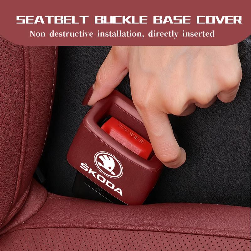 VIJT4 For Skoda Car Seat Safety Belt Buckle Base Clip Protection Cover Fabia 1 2 Octavia a7 RS Superb Rapid Yeti Karoq Vision