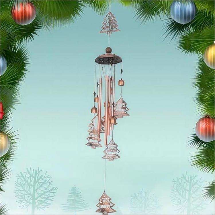 Festives Metal Windchime Bells Hanging Ornament for Christmas Trees, Creates Warm Holiday Ambiances