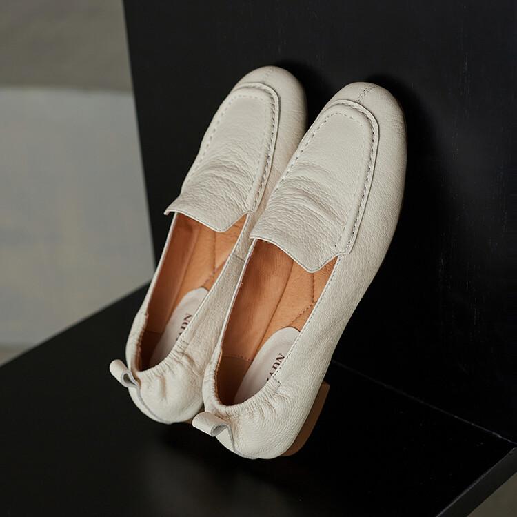 Chao soft~ new single shoes one-pedal leather loafers 2025 autumn new shallow mouth versatile flat shoes