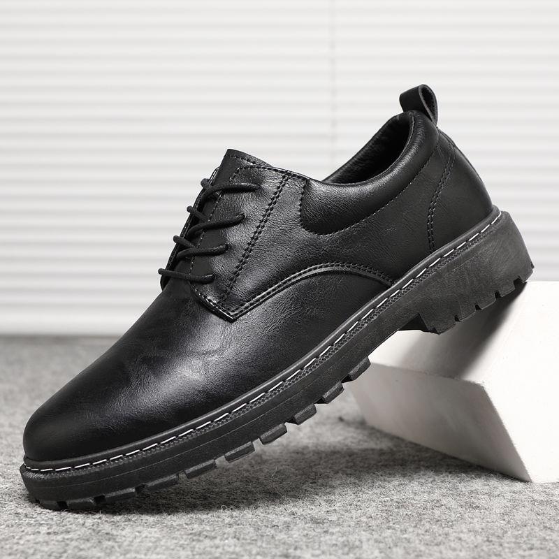Herren Vielseitige Wasserdichte Schwarze Lederschuhe - Casual, Koch und Arbeitsstil, Koreanisches Martin-Design