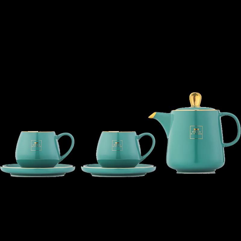 WORLD KITCHEN 5-Piece Green Ceramic Mug and Pot Set