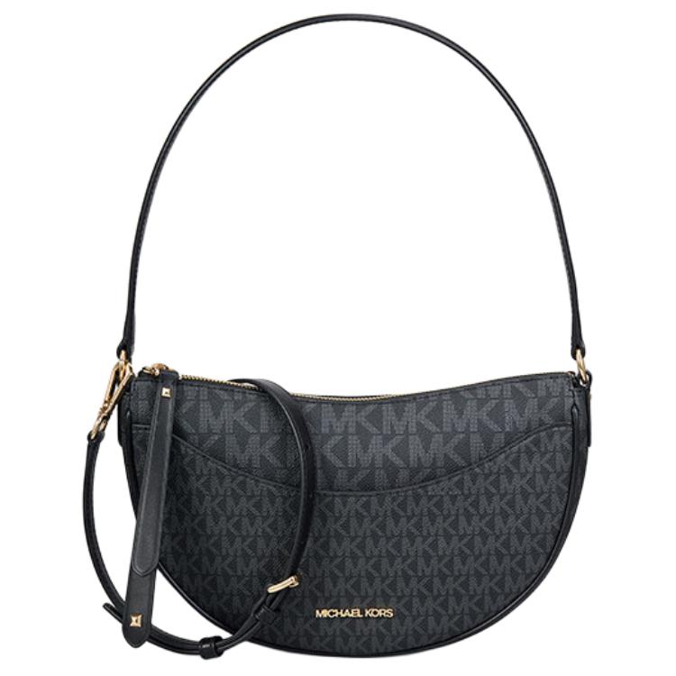 

Michael Kors MK Dover Coated Canvas Shoulder Bag With Gold Hardware Women Shoulder Bag Black 35R3G4DL8B-0001 Basic Set (Bag+Dust Bag)